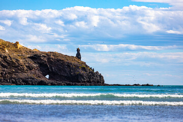 beautiful Tambledown Bay in the Oka Reserve on Banks Peninsula near Christchurch, Canterbury, New...