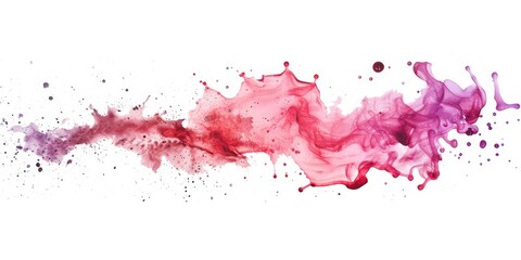 Bold watercolor splashes in vibrant magenta hues dance dynamically across pristine white, commanding attention with their rich and captivating presence in art.