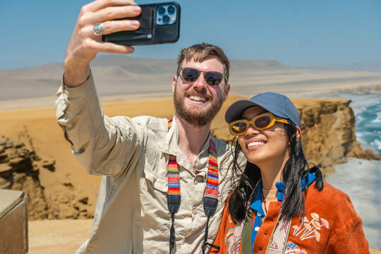 Couple taking a selfie in the desert