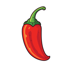 Cartoon doodle red hot chilli pepper flat vector 