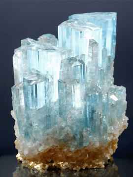 Aquamarine on quartz and micaceous composite