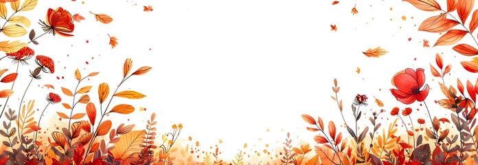 Flat decorate leaves Background autumn and spring theme concept. layouts, copy space. mockup. presentation. banner.	