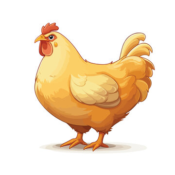 Cartoon fat chicken. Vector clip art illustration 