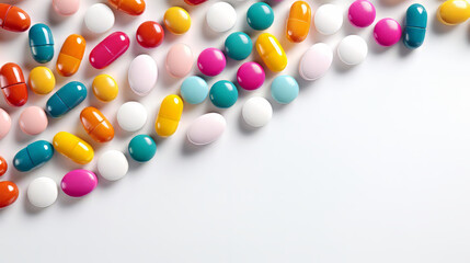 Colorful medication and pills with copyspace