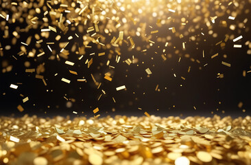 Gold confetti celebration on a black background