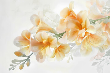 フリージアの花（水彩画）
