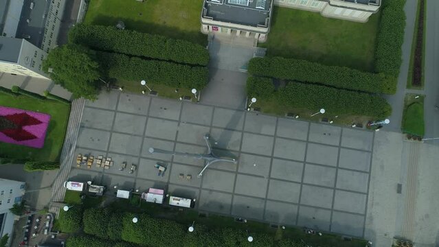 Top Down Spire Iglica Wroclaw Aerial View Poland