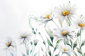 Fototapeta premium マーガレットの花（水彩画）