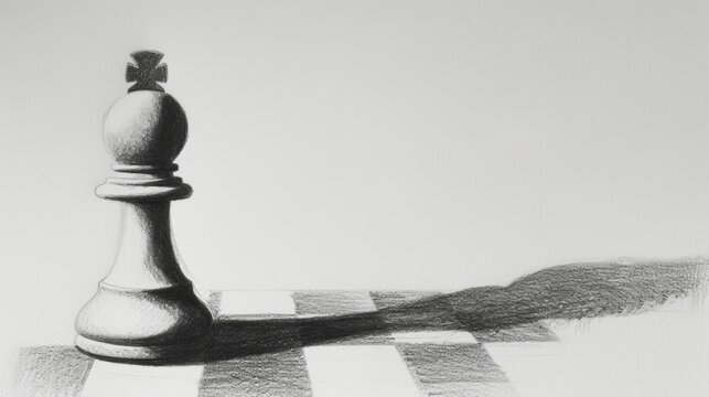 A Black and White Photo of a Chess Piece