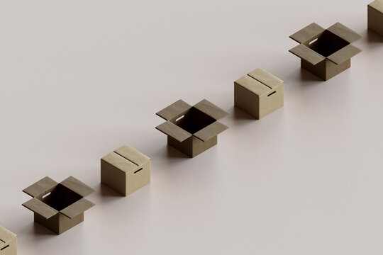 a row of cardboard boxes