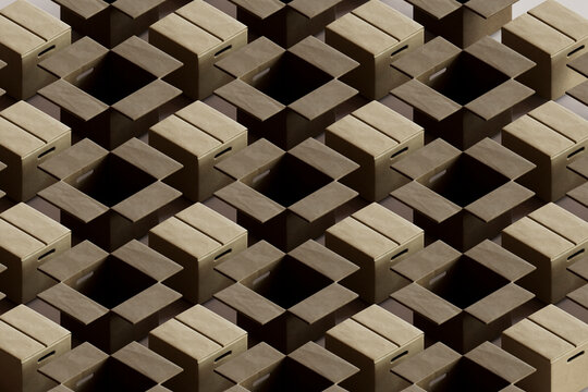 many cardboard boxes