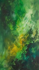 Fototapeta na wymiar Green and Yellow Abstract Painting