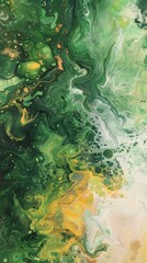 Bold Abstract Painting in Green and Yellow