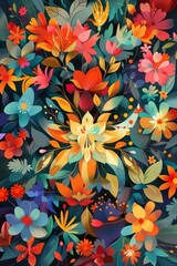 Fototapeta na wymiar Easter's Floral Mosaic: An Artistic Representation of Spring's Diverse and Colorful Flower Patterns