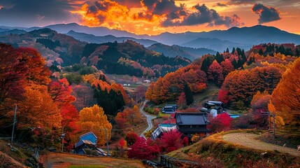 Autumn in the hills of japan.