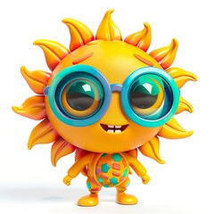 Fototapeta premium Cute Sun Character on white background