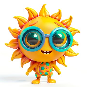 Cute Sun Character on white background
