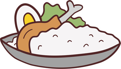 Fried Chicken Rice Illustration