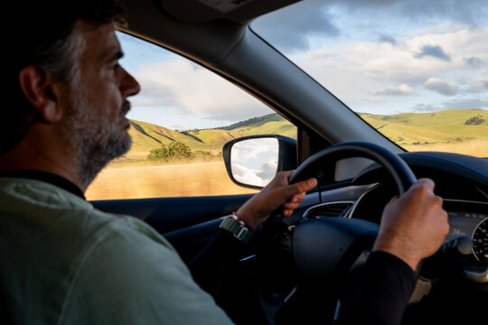 A Man Driving through California
