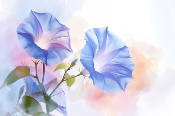 朝顔の花（水彩画）