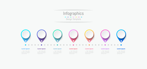 Infographic 7 options design elements for your business data. Vector Illustration. - obrazy, fototapety, plakaty