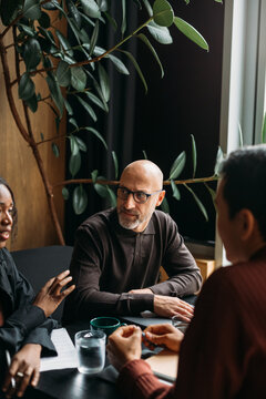 Business meeting in cafe