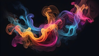 A captivating scene of vibrant wisps of colored smoke billowing and dancing gracefully in the darkness their dynamic movements forming intricate patterns and shapes t