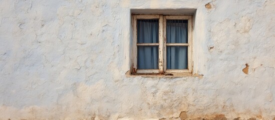 Old white window on a wall