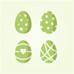 Vector Happy Easter Eggs Set Green