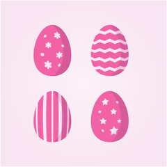 Vector Happy Easter Eggs Set Pink