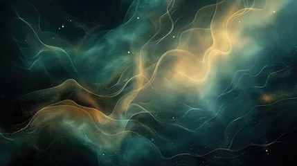 Rolgordijnen Fractale golven Abstract space background with nebula and stars. Fantasy fractal texture.