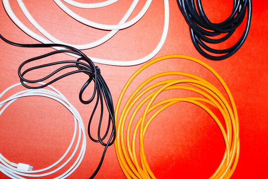 Colourful curve wires with hard direct flashlight