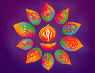 Colorful concept of Indian Holiday Diwali celebration