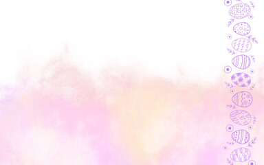 Abstract watercolor pink background with easter eggs design