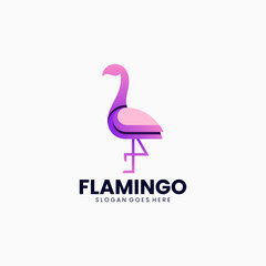 Vector Logo Illustration Flamingo Gradient Colorful Style