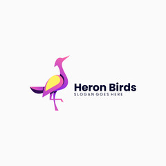 Vector Logo Illustration Heron Gradient Colorful Style