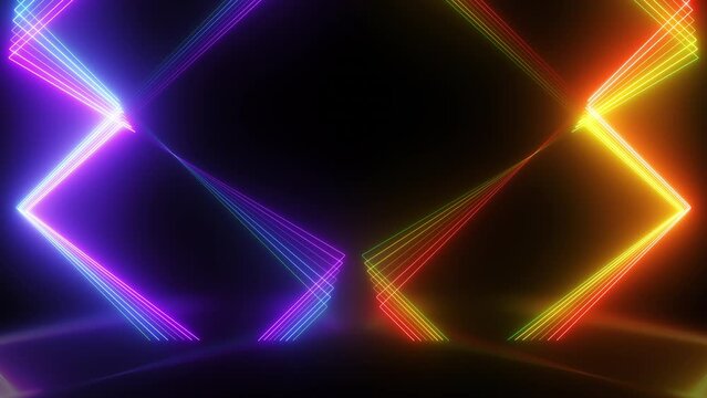 3d render neon glowing abstract futuristic background seamless loop animation 4K footage