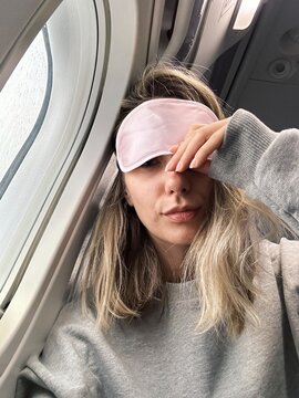 Woman in airplane 