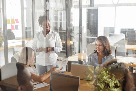 diverse, multiracial group in a coworking office