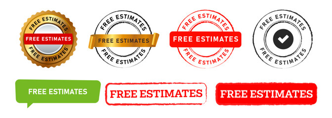free estimates rectangle circle stamp and gold seal badge sign mark product marketing