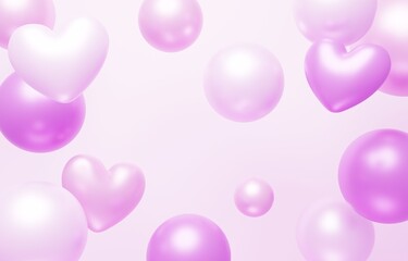 3D背景素材_ハート_紫