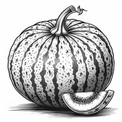 Minimalist melon coloring page for kids