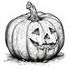 Minimalist pumkin coloring page for kids