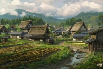 japan medieval old town