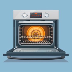 stove gas oven flat illustration