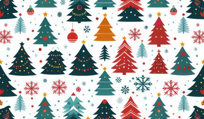 Obraz premium merry christmas pattern or christmas tree with red balls or christmas tree with balls or red christmas tree or christmas seamless pattern with trees or christmas seamless pattern