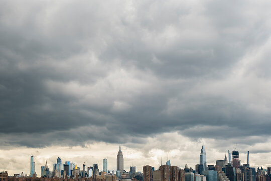 Storm clouds over New York City skyline
