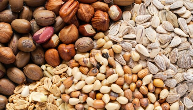 background of various seeds and nuts