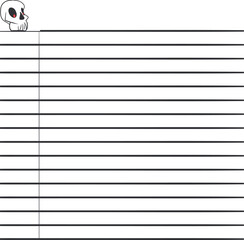 Lined sheet with cartoon funny skull