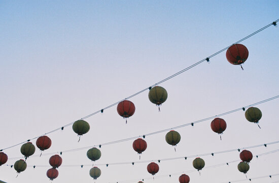 Chinese Paper Lanterns in the Sky
